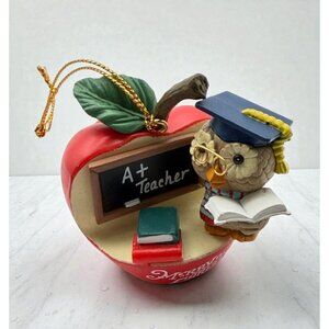 Holiday A+ Teacher Owl Christmas Tree Ornament Apple Design School Gift